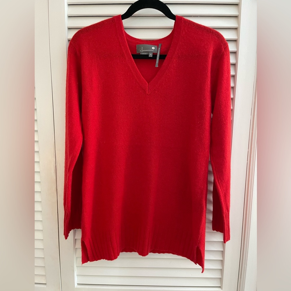 Anthropologie Red Cashmere Sweater